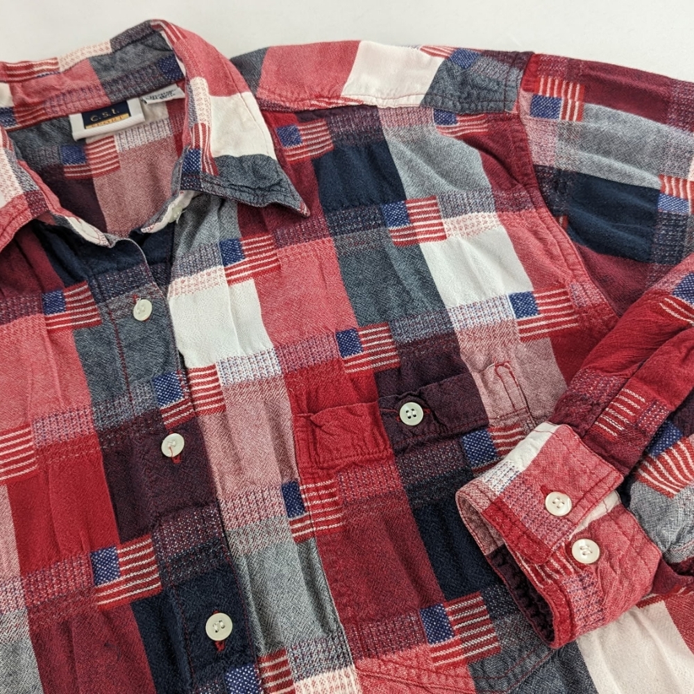 Vintage 4th of July Button Up Flag SHIRT America USA Stars & Stripes Size 2X